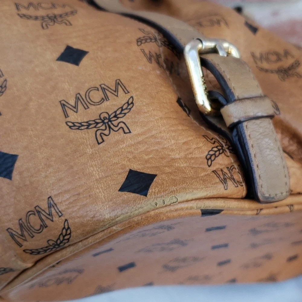 MCM Cognac Visetos Monogram Leather Tote